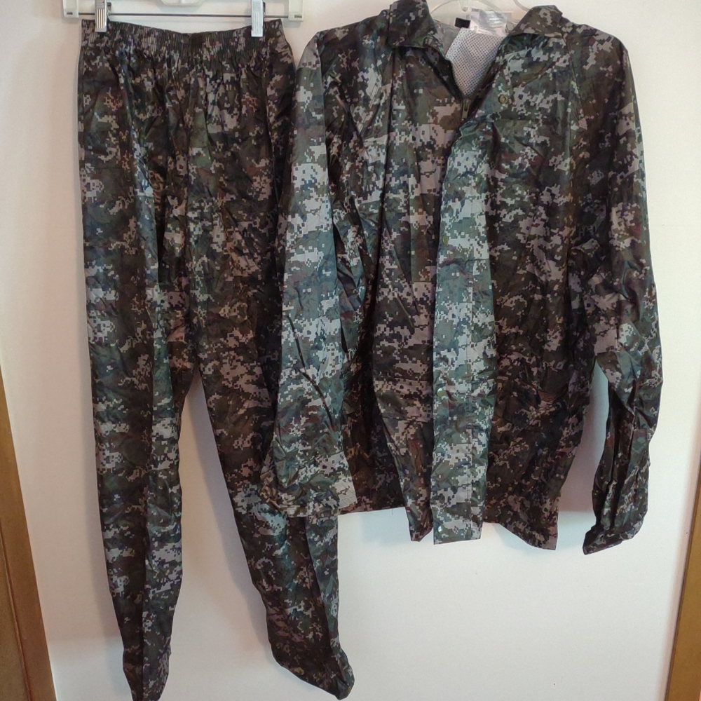 New Mossi Ambush-X Rain Suit Impermeable Camouflaged Jacket & Rain Pant Adult Lg